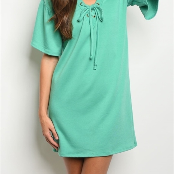 Mint Tunic Lace Up Dress - Picture 2 of 3
